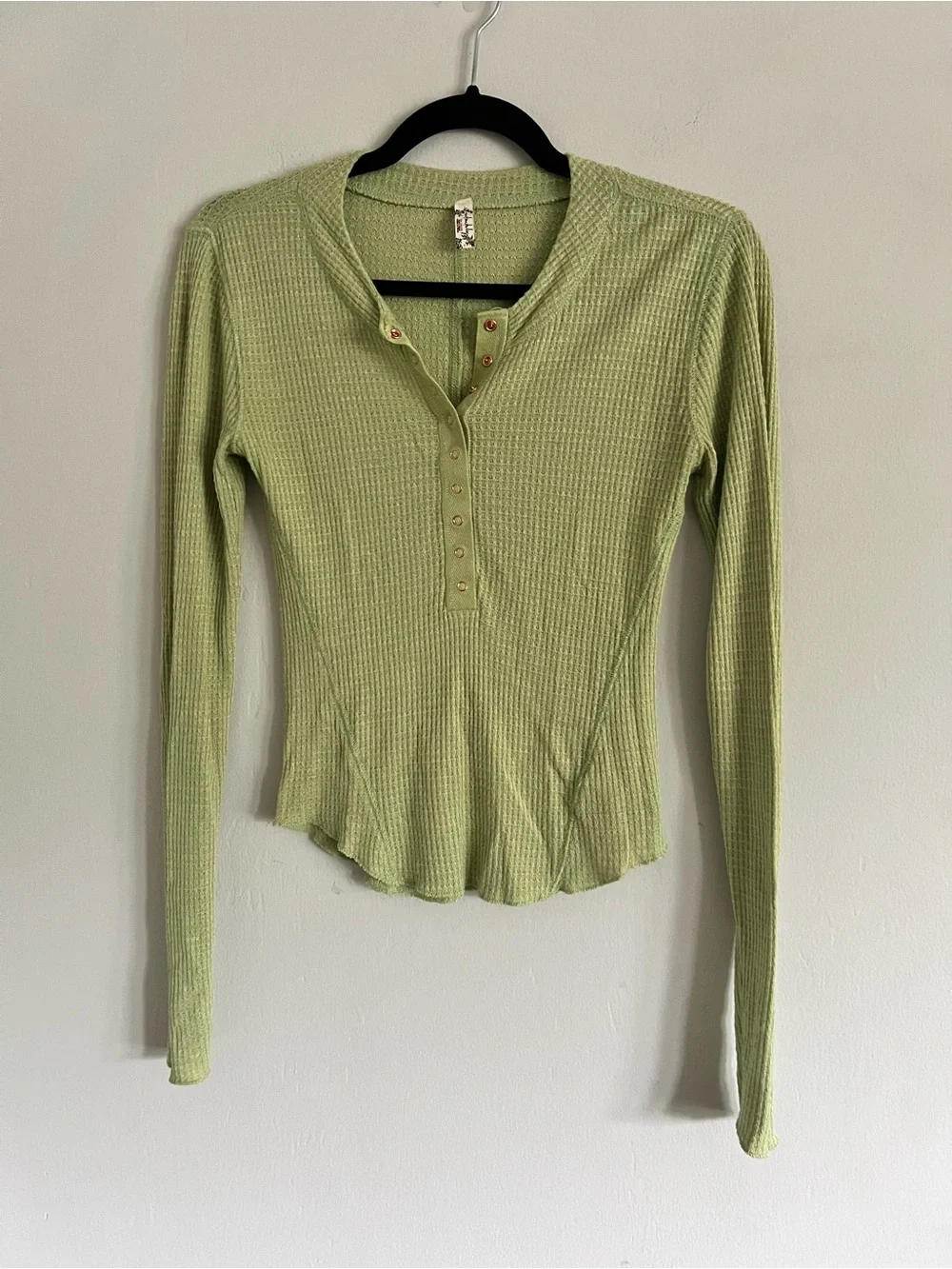 Free People Intimately Free People One Of The Girls Henley in Green Sz Small